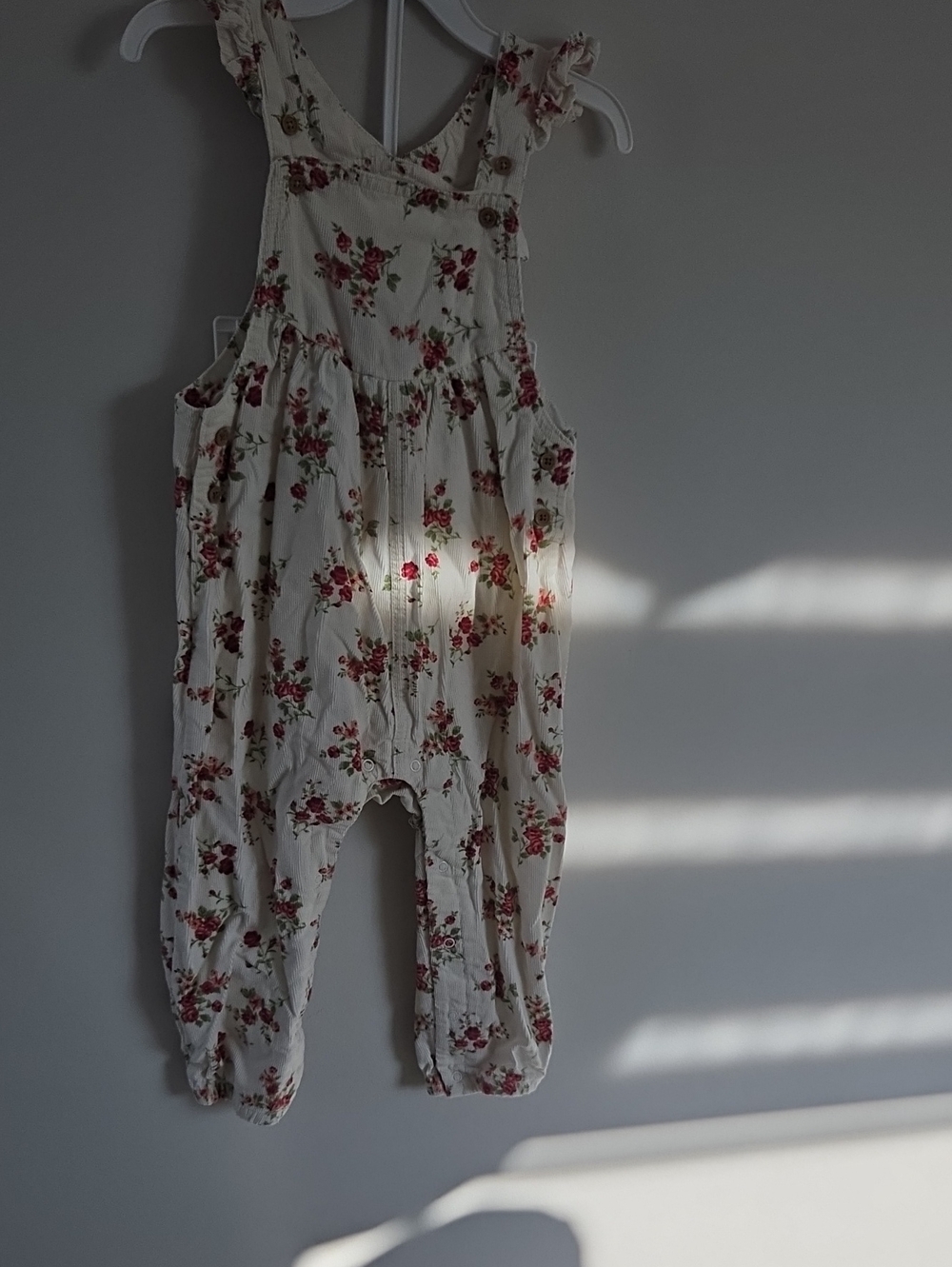 Floral Cream Baby Overalls Romper - Cute Garden Print